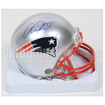 aaron hernandez autographed mini helmet